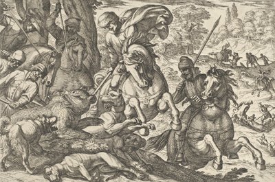 Lov na medvěda, z „Loveckých scén VI“, 1609. od Antonio Tempesta