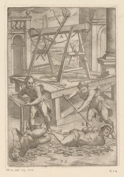 Mučení vroucím olejem Mučení křesťanských mučedníků (název série) Varia tormentorum et supplicioru rawlium (...) (název série) od Antonio Tempesta