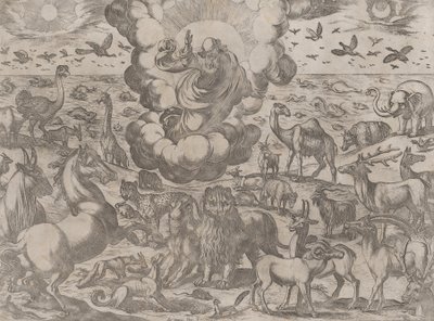 Bůh stvořil zvířata, ca. 1590-1630. od Antonio Tempesta