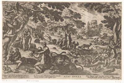 Zlatý věk Aetas aurea (název na objektu) Čtyři věky světa (název série) od Antonio Tempesta