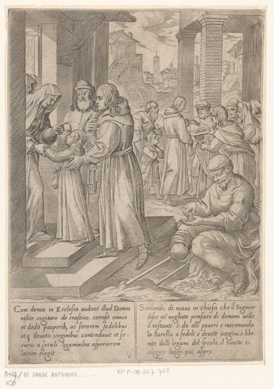 H. Antonius přivádí svou sestru k jeptiškám Život svatého Antonína Velikého (název série) od Antonio Tempesta
