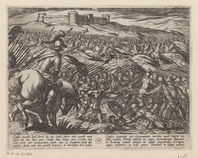 Julius Civilis zaplavuje zemi hrázemi Batavské války proti Římanům (název série) Batavorum cum Romanis Bellum (název série) od Antonio Tempesta
