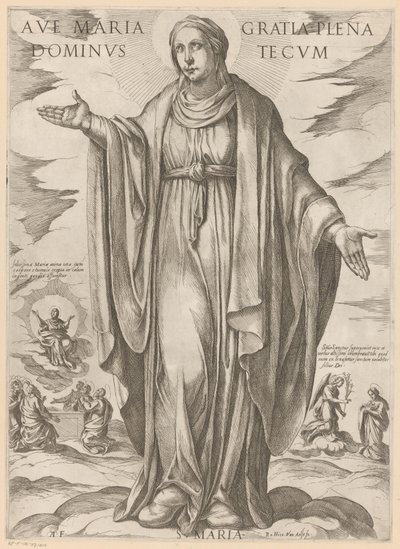 Maria Zdrávas Maria, milosti plná, Pán s tebou (titul na předmětu) Kristus, Marie en de apoštol (název série) od Antonio Tempesta