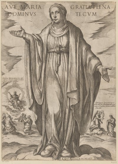 Maria Zdrávas Maria, milosti plná, Pán s tebou (titul na předmětu) Kristus, Marie en de apoštol (název série) od Antonio Tempesta