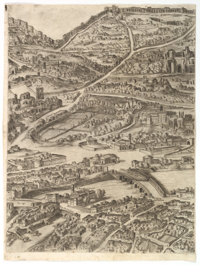 Plán města Říma. Část 5 s lázněmi Caracalla, Santa Sabina a Část..., 1645. od Antonio Tempesta