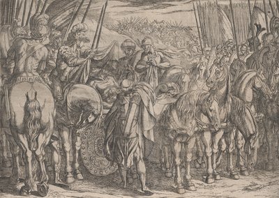 Deska 10: Alexander nalézá Dareiovo tělo, ze Skutků Alexandra Velikého,, 1608. od Antonio Tempesta
