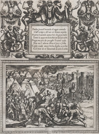 Deska 12: Ilustrace ke zpěvu XII, z Gerusalemme liberata od Torquata Tassa ..., ca. 1590-1630. od Antonio Tempesta