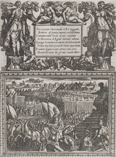 Deska 17: Ilustrace ke zpěvu XVII, z Gerusalemme liberata od Torquata Tassa ..., ca. 1590-1630. od Antonio Tempesta