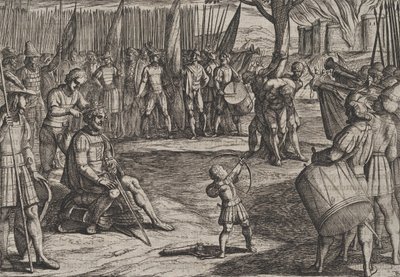 Talíř 20: Civilis ostříhaný, z Války Římanů proti Bataviánům R..., 1611. od Antonio Tempesta