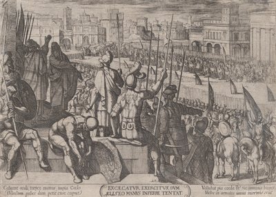 Talíř 20: Elizeus přivádí zaslepenou syrskou armádu ke králi Izraele, od..., ca. 1590-cca. 1610. od Antonio Tempesta