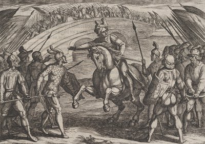 Talíř 22: Civilis odděluje německé a holandské jednotky, z Války Římanů proti..., 1611. od Antonio Tempesta