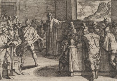Deska 23: Konference o tom, jaké kroky podniknout proti novým jednotkám Římanů přibližujících se přes ..., 1611. od Antonio Tempesta