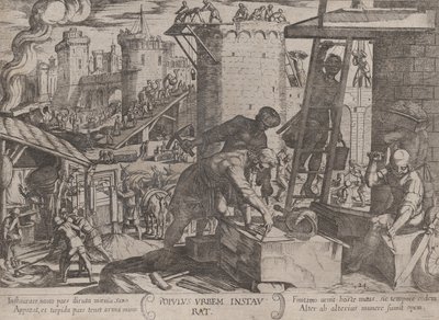 Deska 24: Izraelité přestavují jeruzalémské hradby, z 