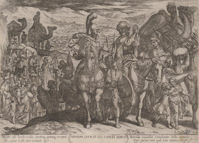 Deska 3: Abraham přivádí Lota a jeho rodinu do své vlastní země, z 