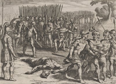 Deska 3: Claudius Civilis zatčen a jeho bratr Paulus beheaded, z Válka o Ro..., 1611. od Antonio Tempesta