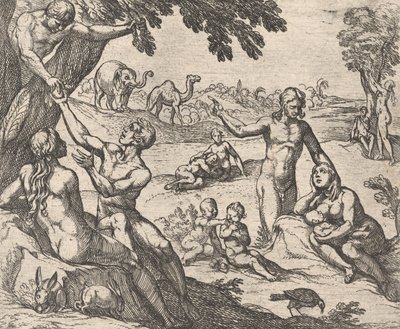 Deska 3: Věk zlata Aetas aurea, z Ovidiových ‚Metamorphoses‘, 1606. od Antonio Tempesta