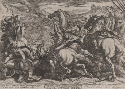 Deska 6: Izraelité poražení Kananejci za to, že neposlechli Mojžíše..., ca. 1590-cca. 1610. od Antonio Tempesta