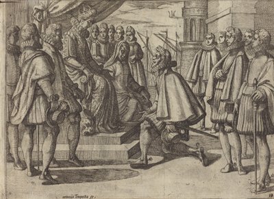 Španělský vévoda před Markétou Rakouskou [zadní strana] od Antonio Tempesta