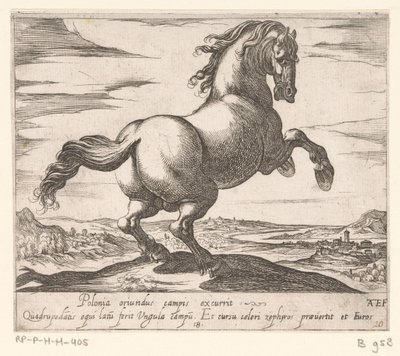 Steigerend paard naar rechts gewend Paarden uit verschiedelden landen (název série) S těmito vůdci budete oslavováni jako vůdce s viroru ústy. od Antonio Tempesta