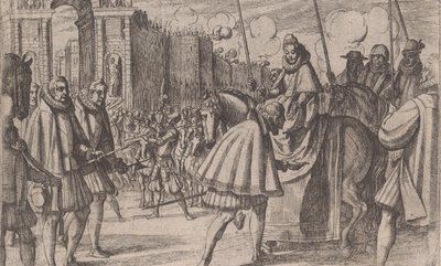 Triumfální vjezd Markéty Rakouské do Milána, ze života Markéty Rakouské, str..., 1612. od Antonio Tempesta