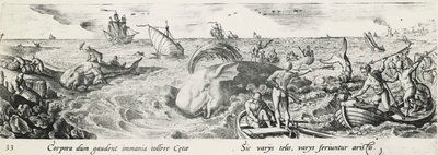 Lov velryb, Antonio Tempesta (1555-1630), rytina, Itálie od Antonio Tempesta