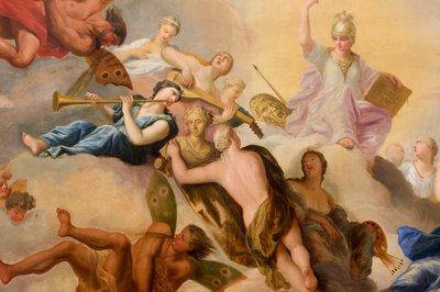 Minerva obklopená uměním a vědami, detail z Banketního domu od Antonio Verrio