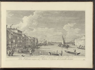 Podívejte se na Canal Grande en de kerk de Santa Chiara te Benátky Z prádelny do domu svaté Kláry, kde kanál končí (název na objektu) Nejznámější pohledy na město Benátky, z 38. panelů Antoniova kanálu, vytištěné mosazí Antoniem Vissentinim v r. od Antonio Visentini