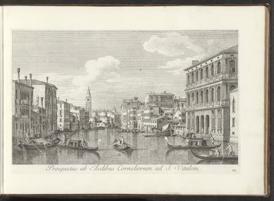 Podívejte se na Canal Grande en de toren van de San Vitale te Benátky Pohled z domu Cornelius na St. Vital (titul na objektu) Nejznámější pohledy na město Benátky, z 38 panelů Antonius Canal, vytištěných ve dřevě Antoniem Vissentinim od Antonio Visentini