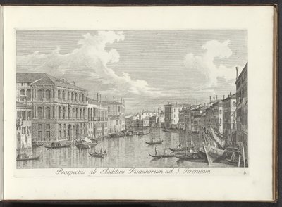 Podívejte se na Canal Grande te Benátky Pohled z domů v Pise na svatého Jeremiáše (název na objektu) Nejznámější pohledy na město Benátky z 38 panelů Antonius Canal, vytištěných na mosazi Antoniem Vissentinim, rozdělených do tří částí. druhá část od Antonio Visentini