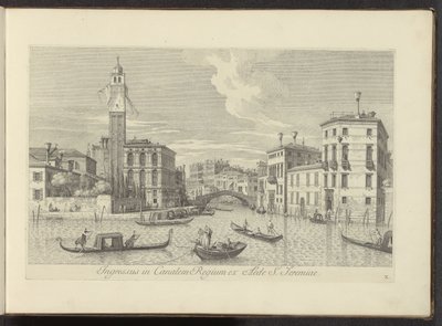 Podívejte se na Cannaregio v Palazzo Labia te Benátky Vstup do Royal Canal z domu svatého Jeremiáše (titul na objektu) Nejznámější pohledy na město Benátky z 38 panelů Antonius Canal vytištěných vzduchem od Antonia Vissentiniho, rozdělených do tří částí od Antonio Visentini
