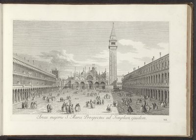 Gezicht op het San Marcoplein en de San Marco te Benátky Větší oblast prospektu svatého Marka ke stejnému chrámu (název na objektu) Gezichten op bugemenen en pleinen v Benátkách (název série) Známější pohledy na město Benátky z desek Antoniova kanálu X od Antonio Visentini