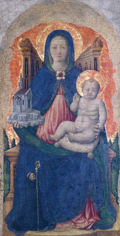 Madona s dítětem, detail oltářního obrazu Praglia, od Antonia Vivariniho (1418-před 1484), 67x33 cm od Antonio Vivarini