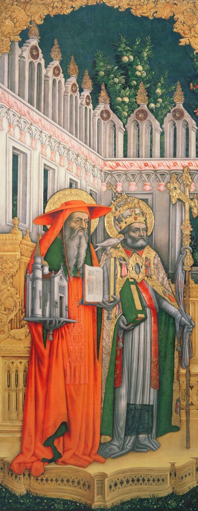 Sv. Jeroným a sv. Řehoř, levý panel z Panna trůnící se svatými Jeronýmem, Řehořem, Ambrožem a Augustinem, 1446 (po restaurování) (viz 160893-99) od Antonio Vivarini