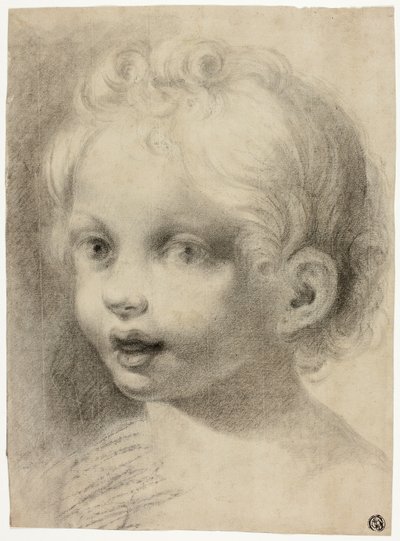 Dětská hlava (Recto) Nahá mužská postava (Verso) od Antonio da Correggio