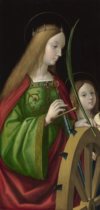 "Svatá Kateřina Alexandrijská"" (zemřela kolem roku 307) Obraz Antonia Solaria (činný kolem 1502-1518), olej na dřevě, 84 x 40 cm od Antonio da Solario