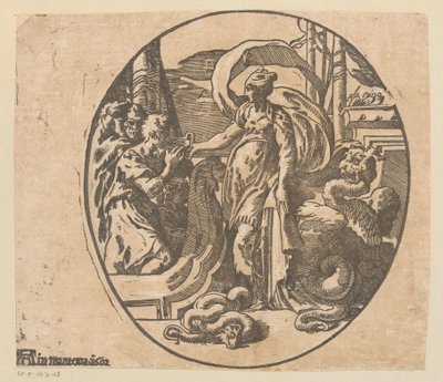 Odysseus na ostrově Circe od Antonio da Trento (possibly)