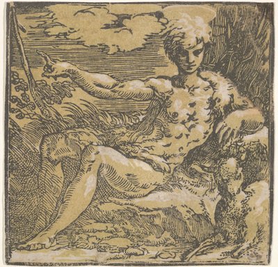 Svatý Jan Křtitel na poušti, beránek po boku, ca. 1527-30. od Antonio da Trento