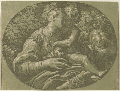 Panna s růží od Antonio da Trento after Parmigianino