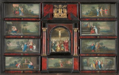 Skříň (zlacený kov, pozlacený balík, želvovina, eben, slonovina a ebonizované a japonské dřevo s malbami na mědi) od Antwerp School