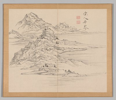 Dvojalbum krajinných studií podle Ikeno Taiga, svazek 1 list 35, 18. století. od Aoki Shukuya