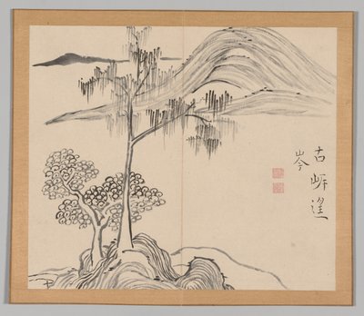 Dvojalbum krajinářských studií podle Ikeno Taiga, svazek 1 list 36, 18. století. od Aoki Shukuya