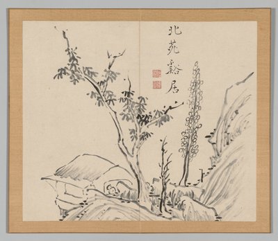 Dvojalbum krajinářských studií podle Ikeno Taiga, svazek 2 list 13, 18. století. od Aoki Shukuya