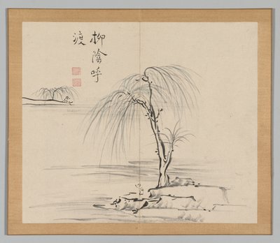 Dvojalbum krajinářských studií podle Ikeno Taiga, svazek 2 list 18, 18. století. od Aoki Shukuya