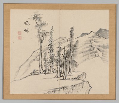 Dvojalbum krajinářských studií podle Ikeno Taiga, svazek 2 list 21, 18. století. od Aoki Shukuya