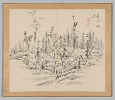 Dvojalbum krajinářských studií podle Ikeno Taiga, svazek 2 list 23, 18. století. od Aoki Shukuya