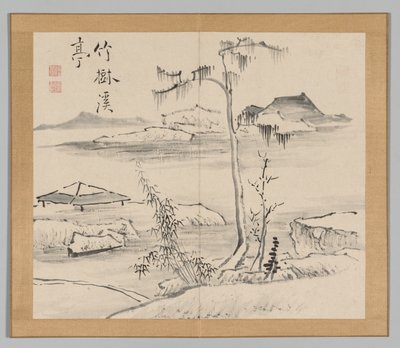 Dvojalbum krajinářských studií podle Ikeno Taiga, svazek 2 list 24, 18. století. od Aoki Shukuya