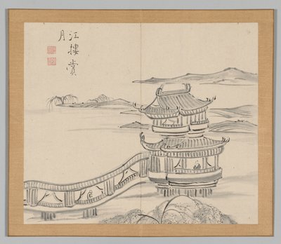 Dvojalbum krajinných studií podle Ikeno Taiga, svazek 2 list 25, 18. století. od Aoki Shukuya
