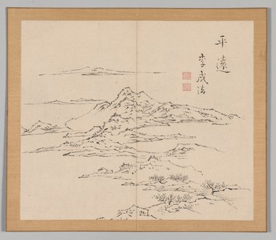 Dvojalbum krajinných studií podle Ikeno Taiga, svazek 2 list 8, 18. století. od Aoki Shukuya