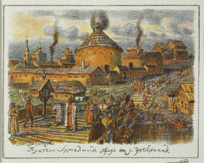 Dělová prádelna na řece Neglinnaya v XVII století, 1918 od Apollinari Mikhailovich Vasnetsov
