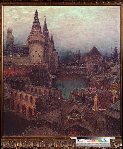 Moskva v 17. století, Svítání u brány vzkříšení - obraz Appolinari Michajlovič Vasněcov (1856-1933), olej na plátně od Apollinari Mikhailovich Vasnetsov
